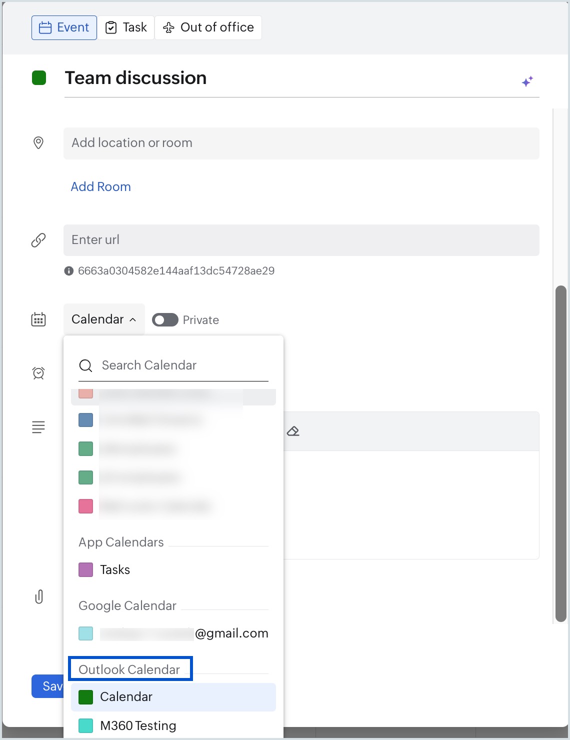 Choose Outlook Calendar