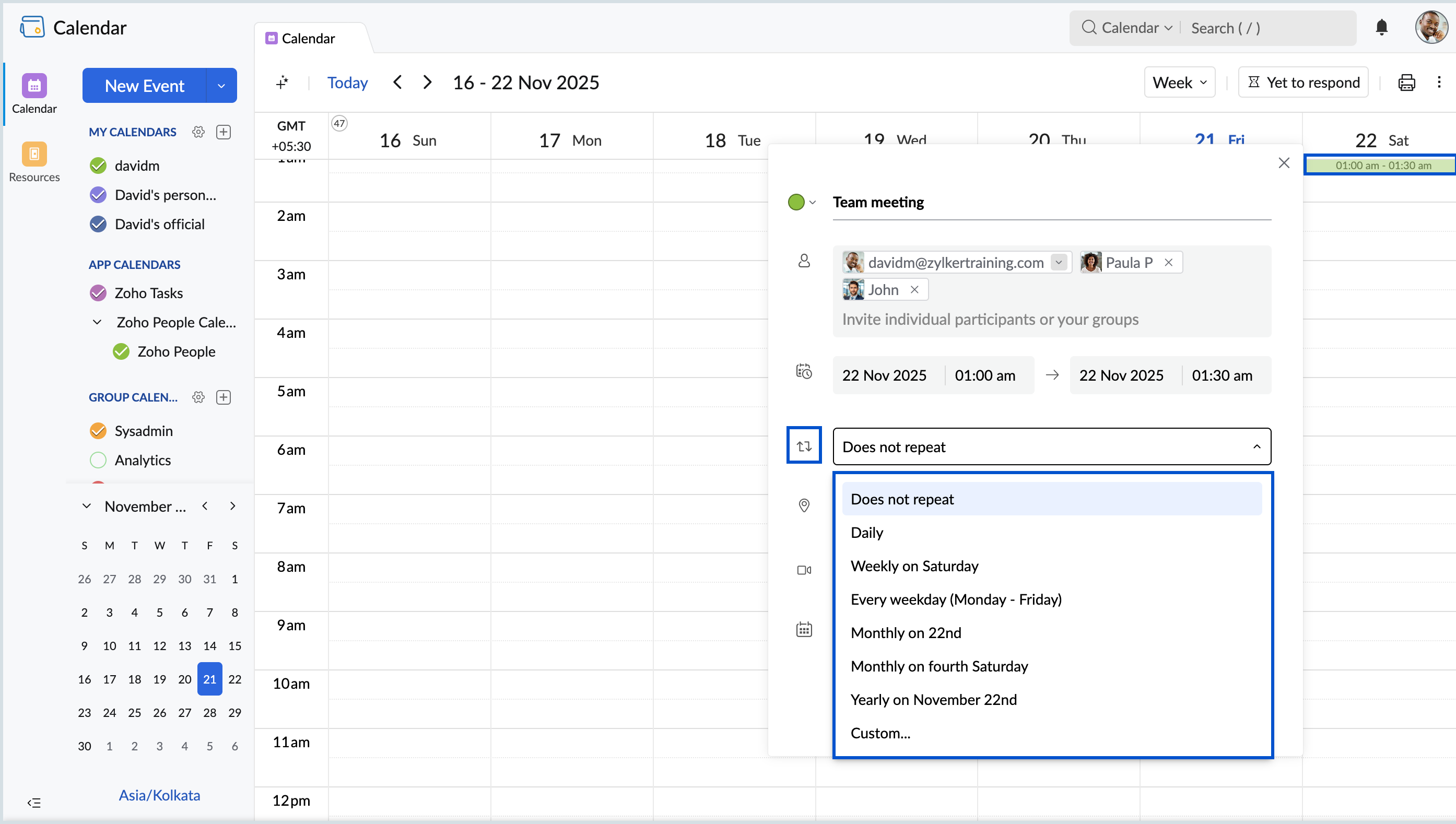 Repeat drop-down Repeat drop-down