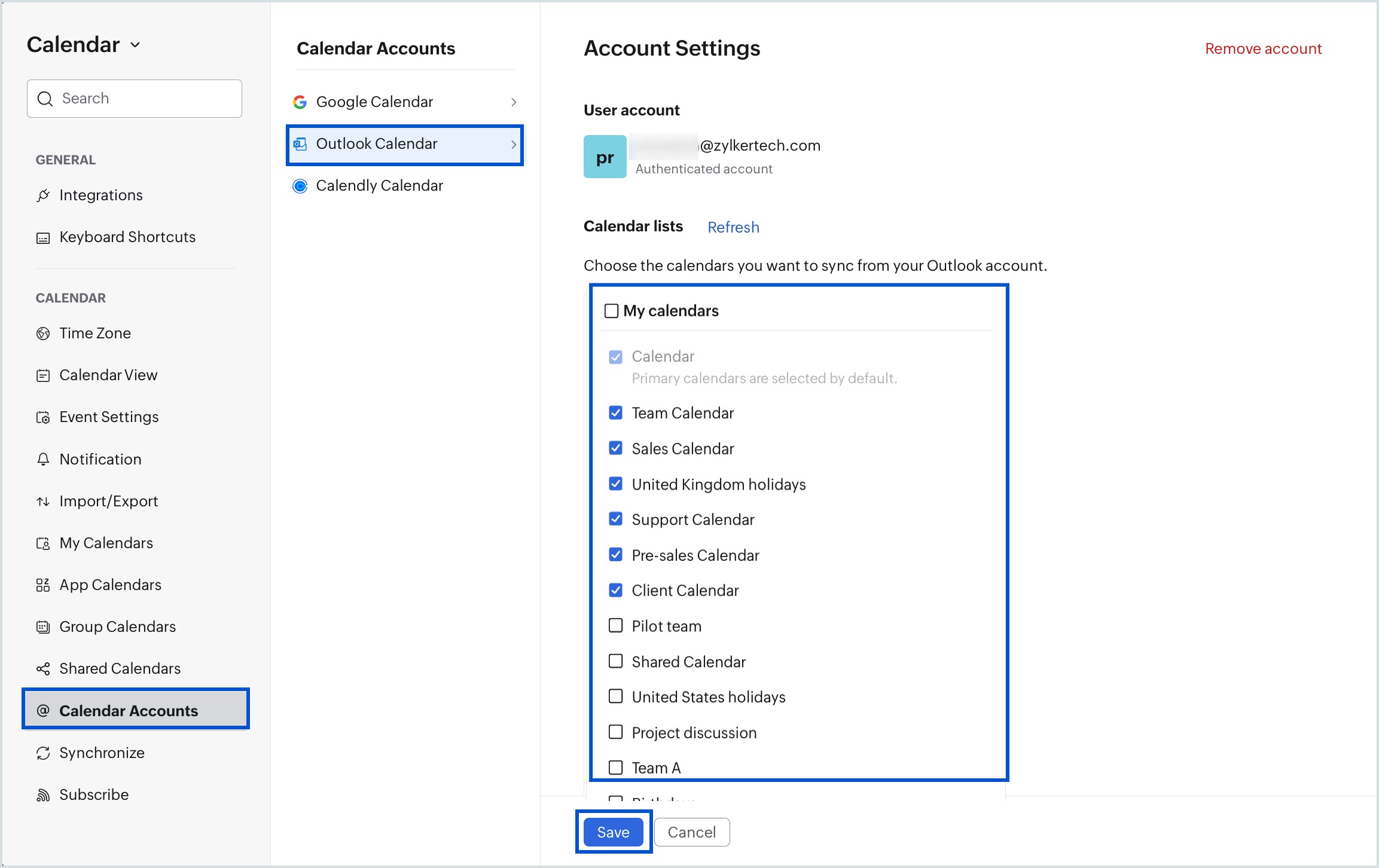 Manage Calendars