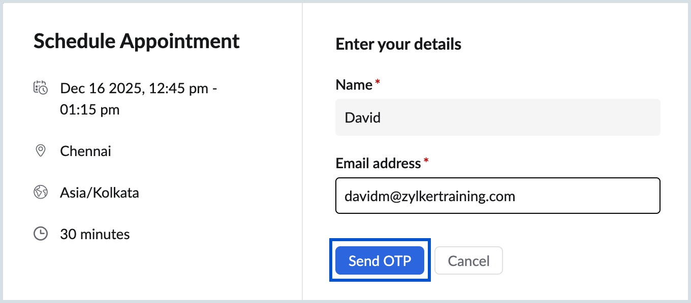 Booking appointment through a Public Link Booking appointment through a Public Link