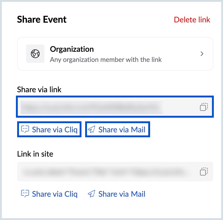 Share event via URL Share event via URL