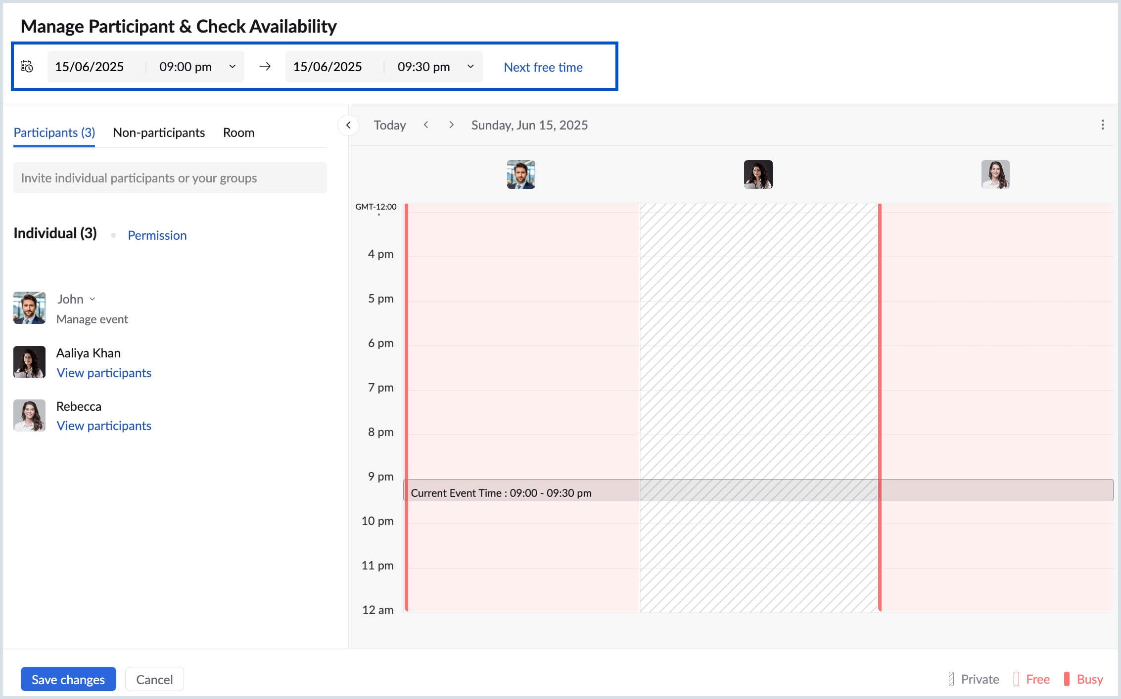 Time availability Time availability