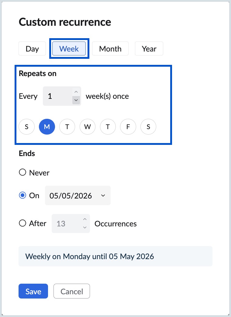 Select repeat pattern