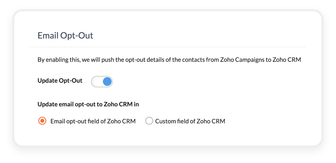 Zoho CRM email opt-out sync