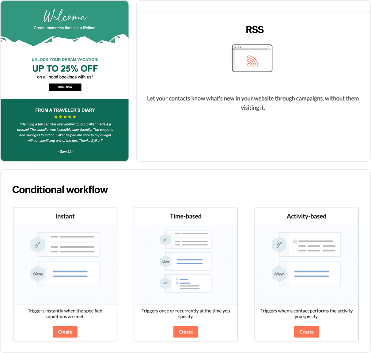 Use Zoho's email automation software to automate repetitive tasks