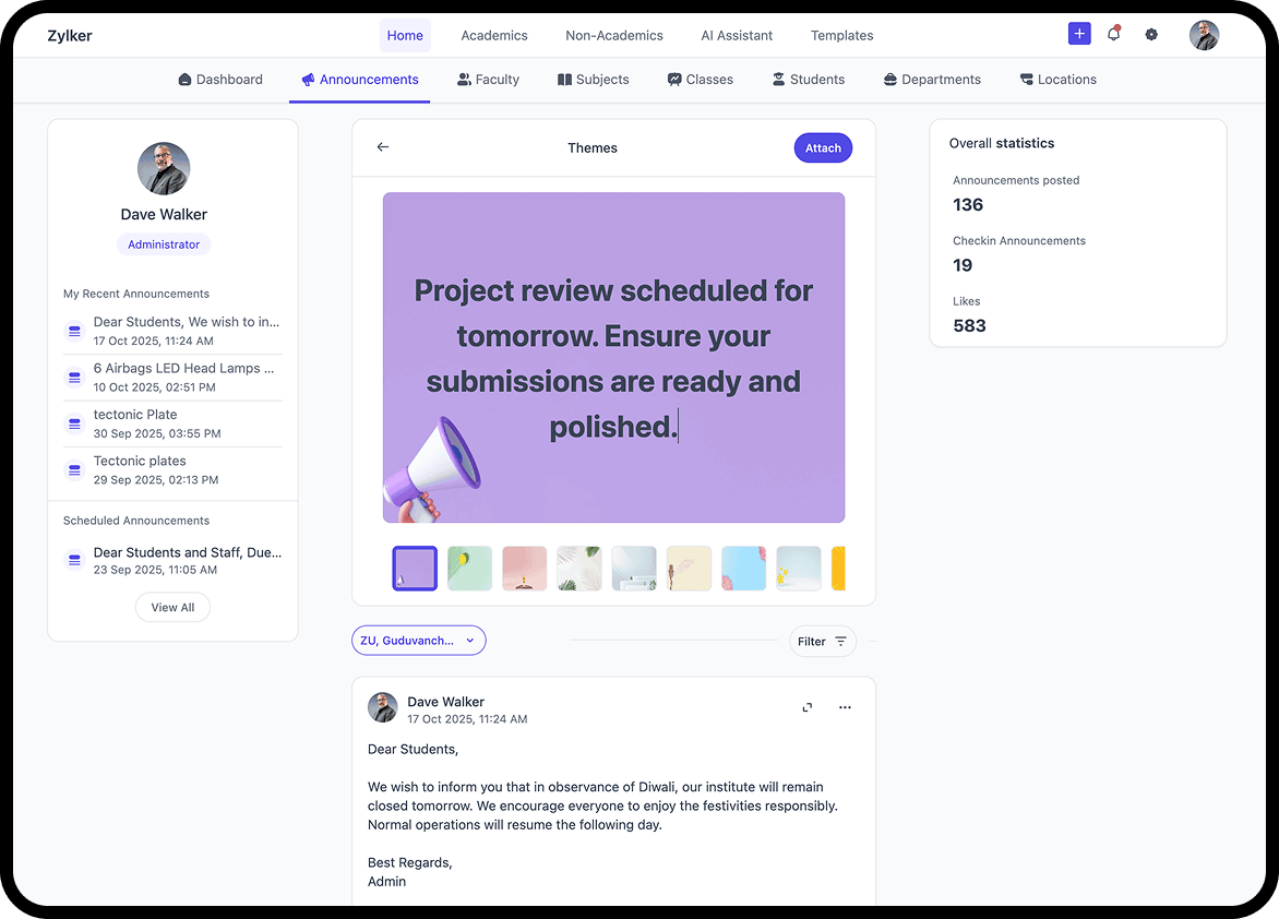 Announcement Feature