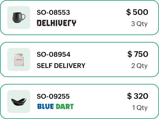 Order list with courier names