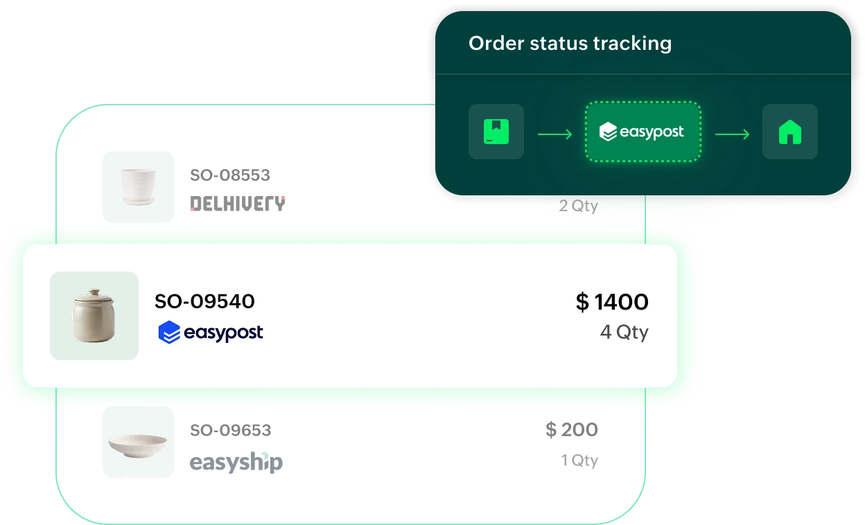 Order status tracking card.