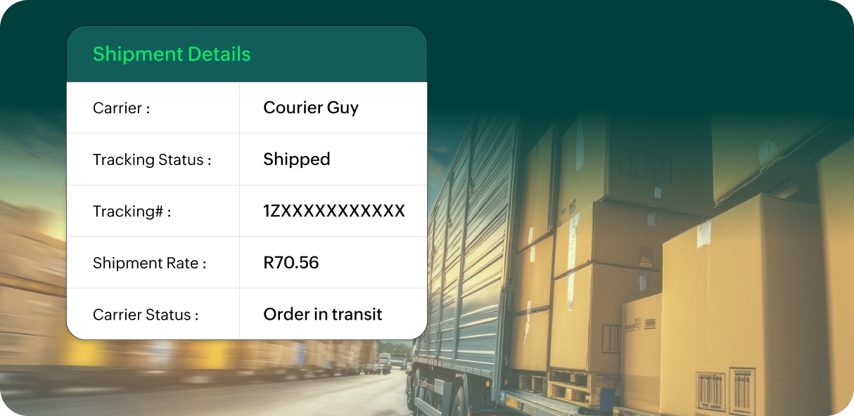 The Courier Guy shipment details and tracking in Zoho Commerce