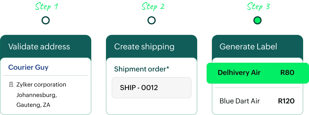The Courier Guy live shipping rates in Zoho Commerce