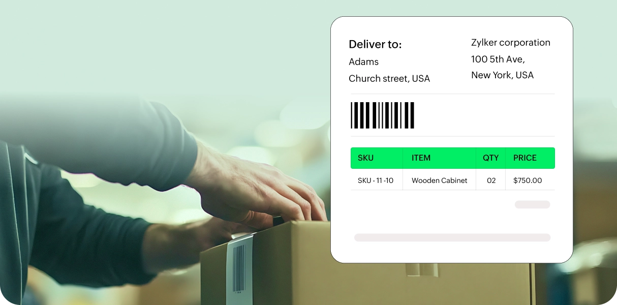 Easyship shipping label generated in Zoho Commerce