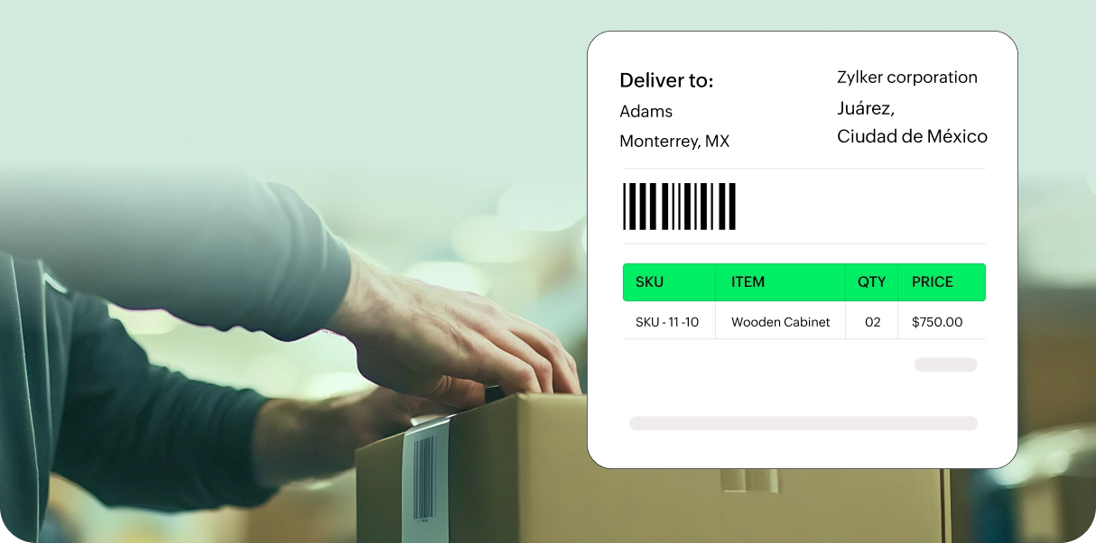 Envia shipping label generated in Zoho Commerce