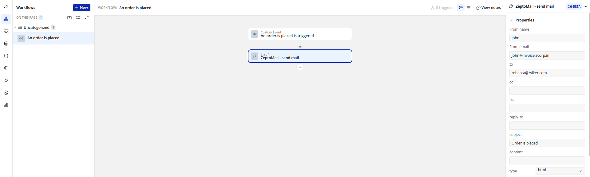 Send email option Send email option