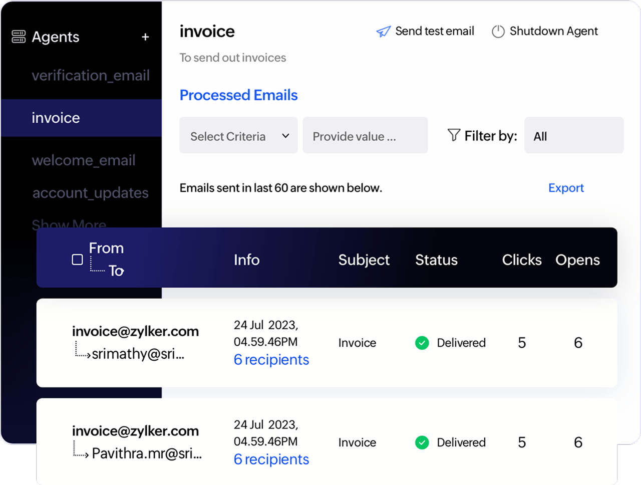 Email logs