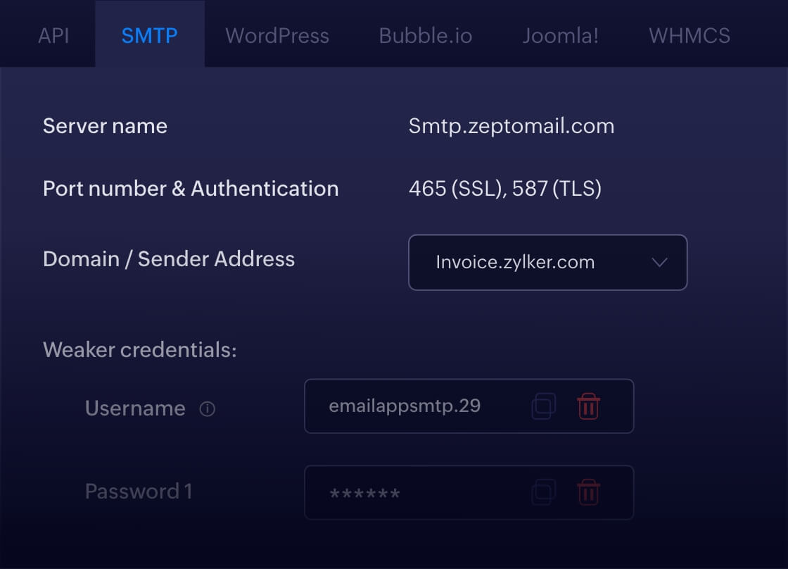 Quick setup with SMTP