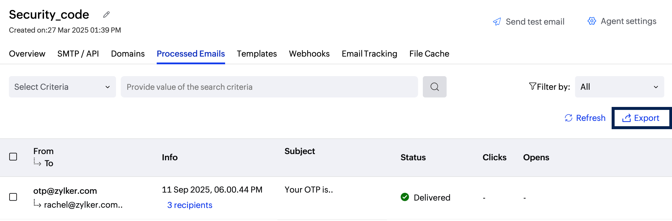 Export logs