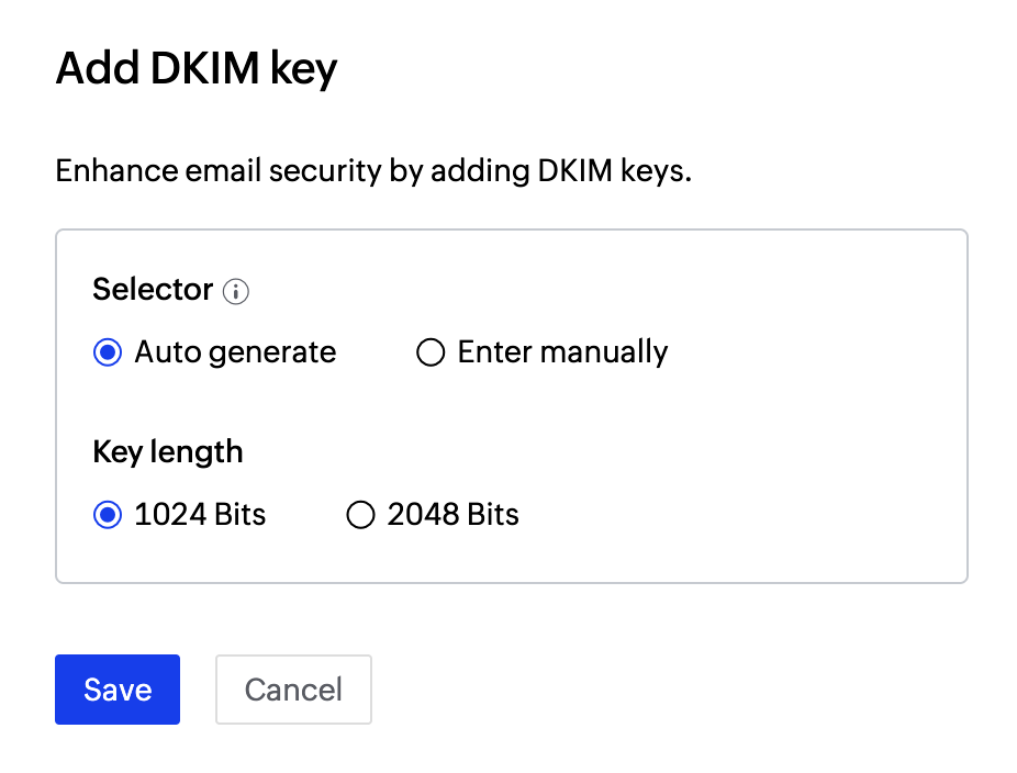 Add key length and selector Add key length and selector