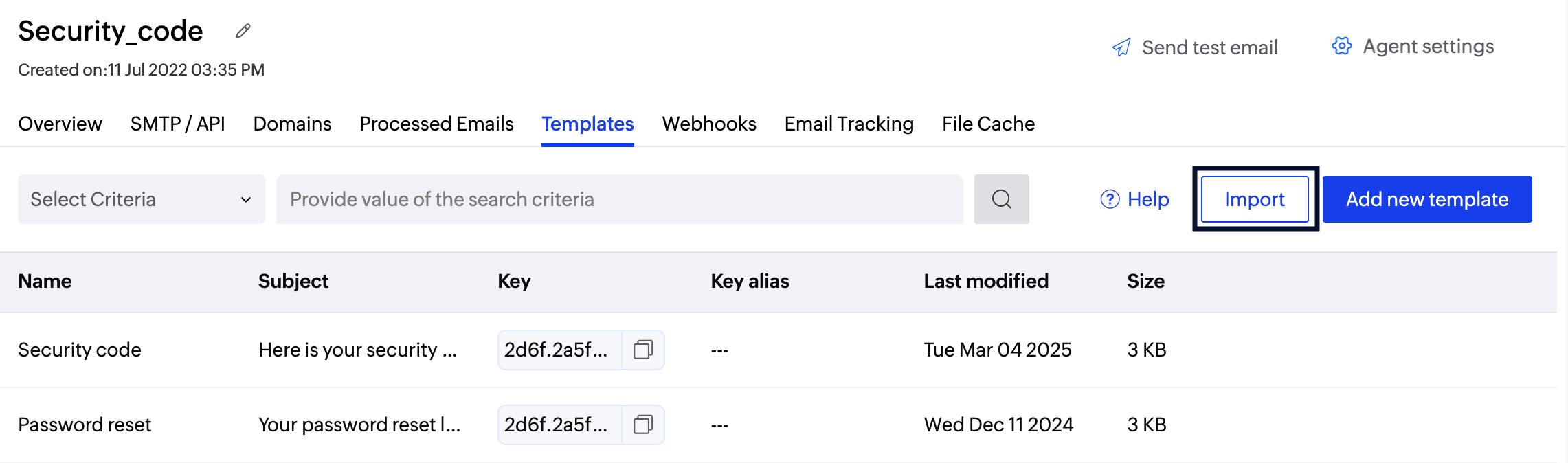 Import template Import template