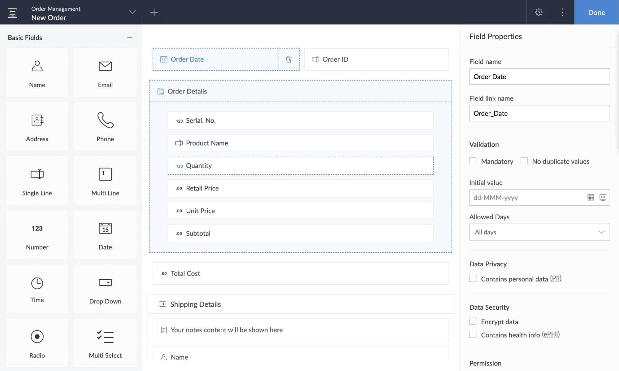 Intuitive drag-and-drop form builder