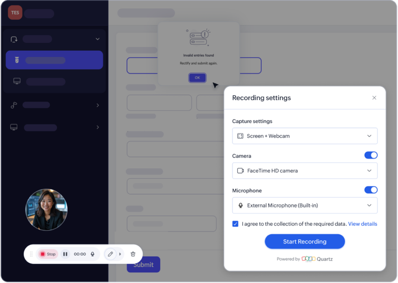 Screen recorder with capture settings and annotation editor