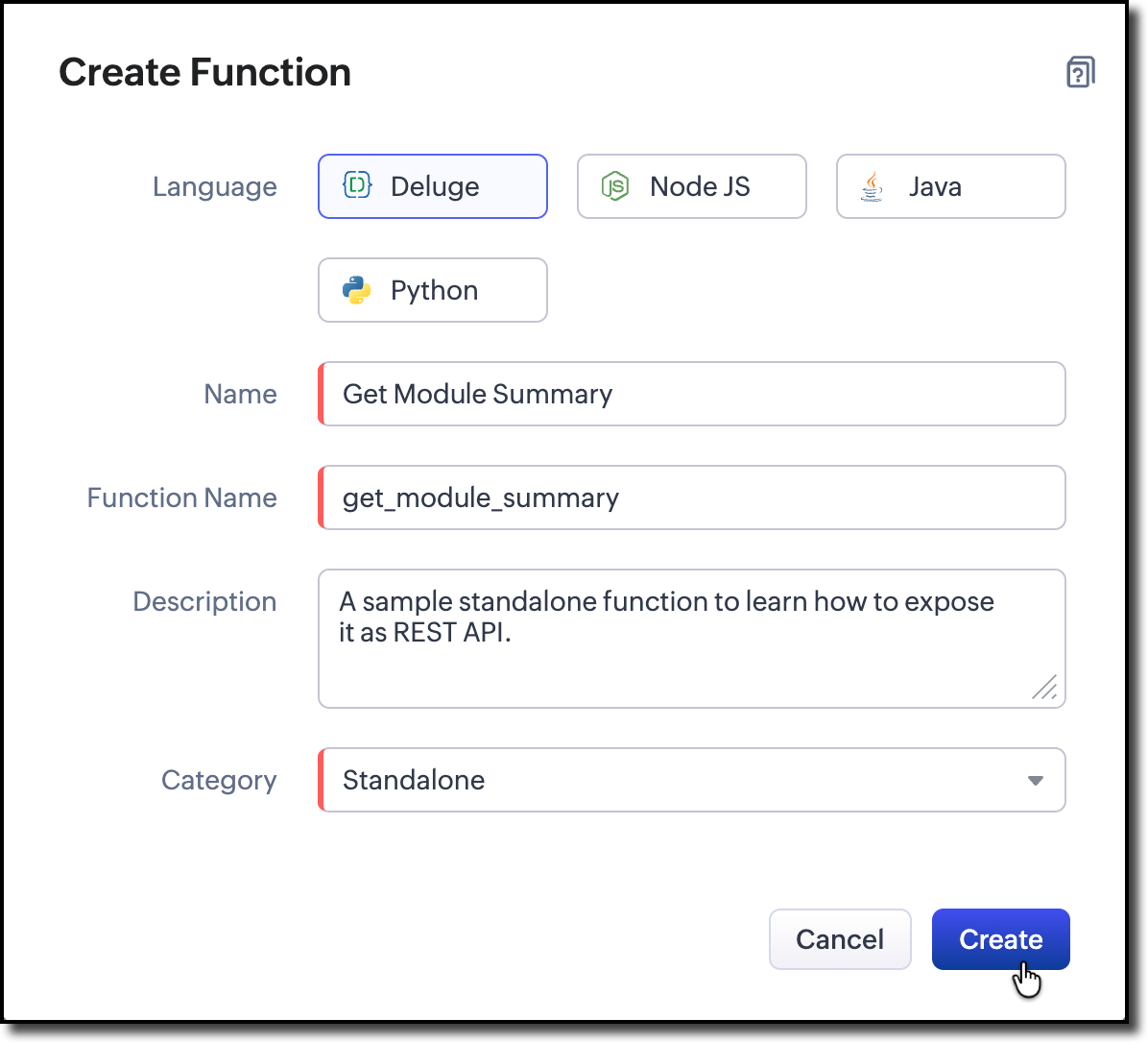 Serverless Function Create Page