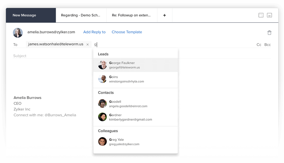 sugerir e-mail automaticamente