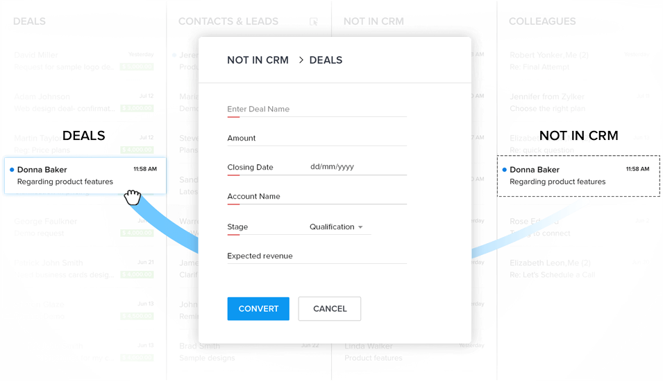 arrastar e soltar e-mail automatizado