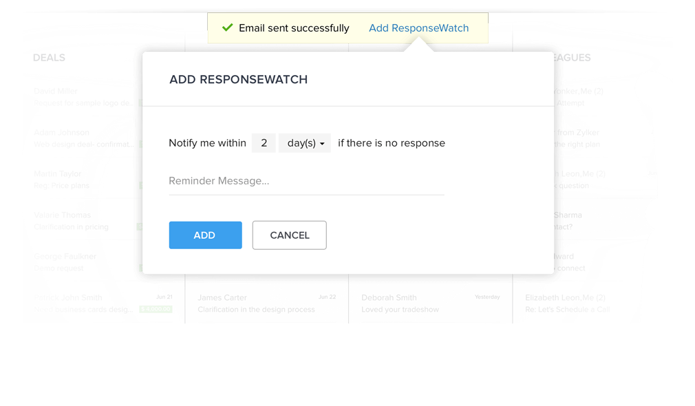 acompanhamento de e-mail de lembrete