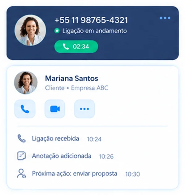 Colabore com sua equipe por chat, chamada de áudio e de vídeo