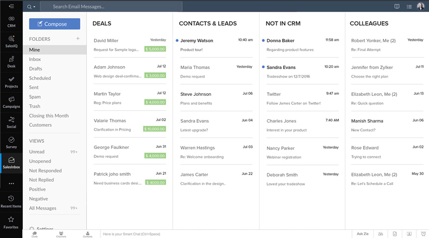 Tampilan terpadu untuk semua email penjualan Anda