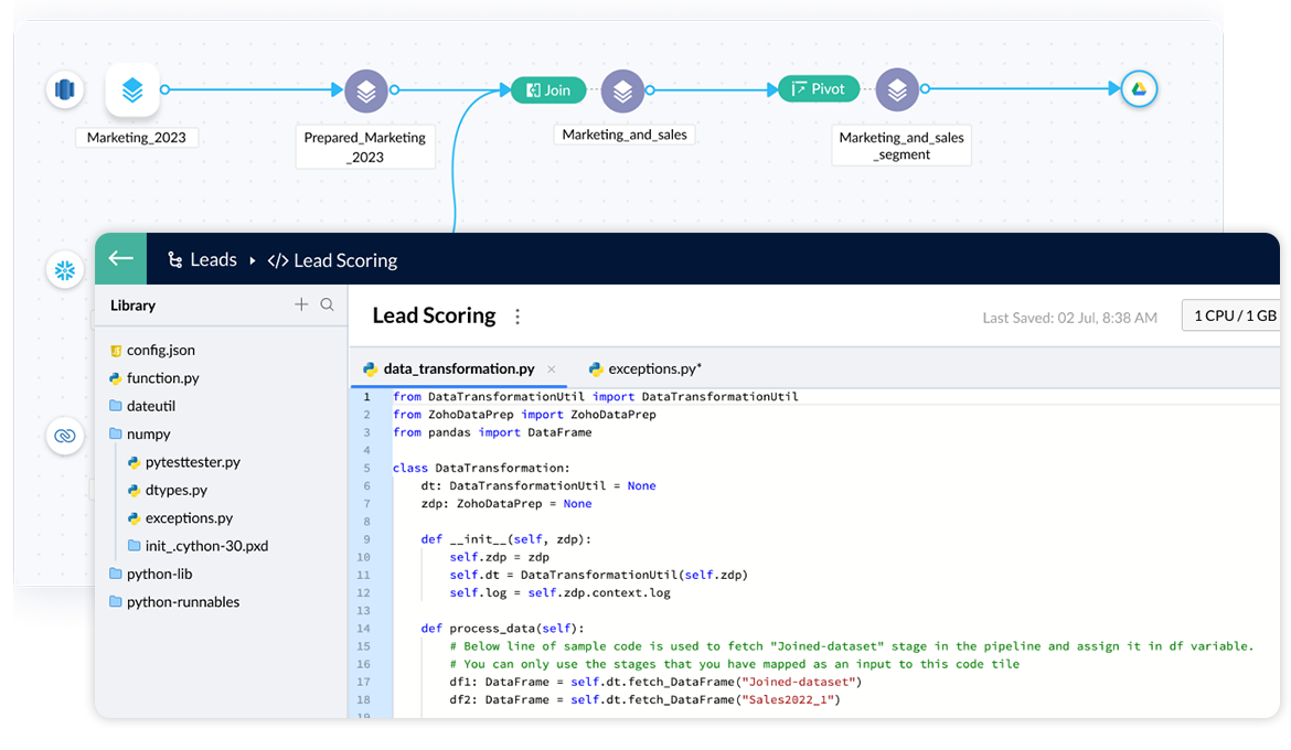 Custom transform with Code Studio