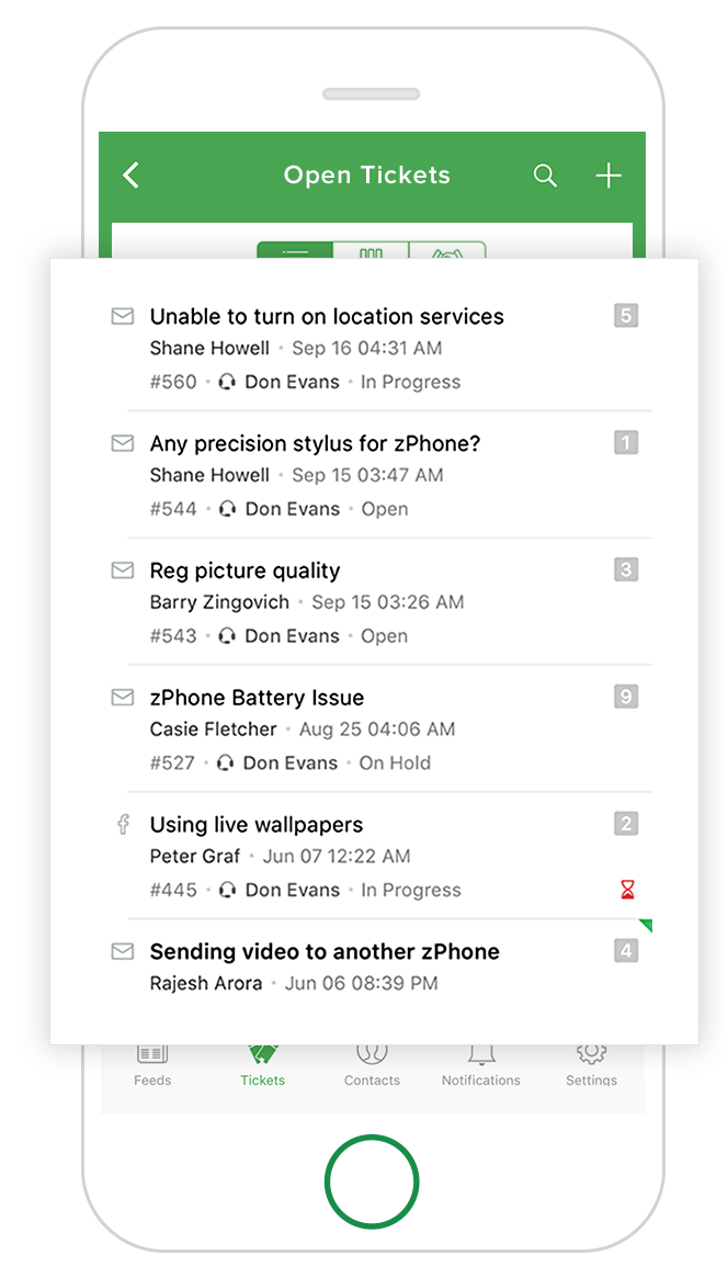 Sofortige Ticket-Updates in den mobilen Apps von Zoho Desk