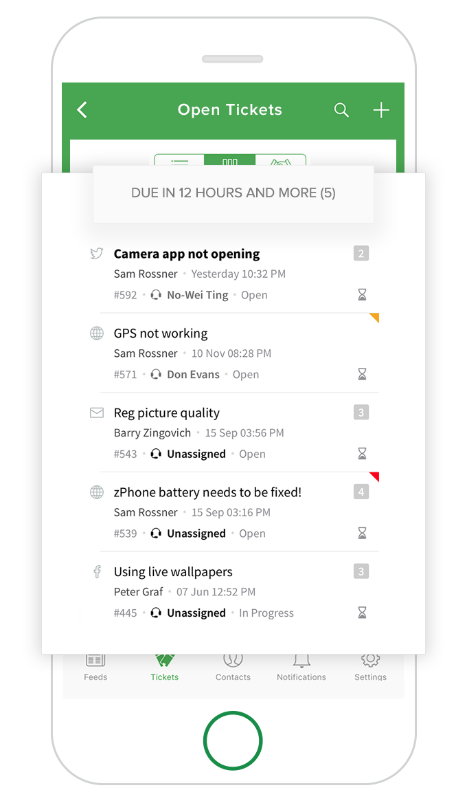 Prioritätenansichten in den mobilen Apps von Zoho Desk