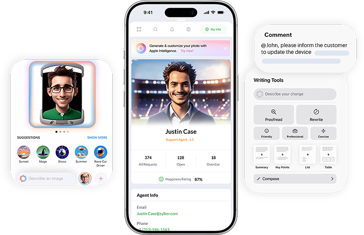 Apple intelligence in Zoho Desk Radar app