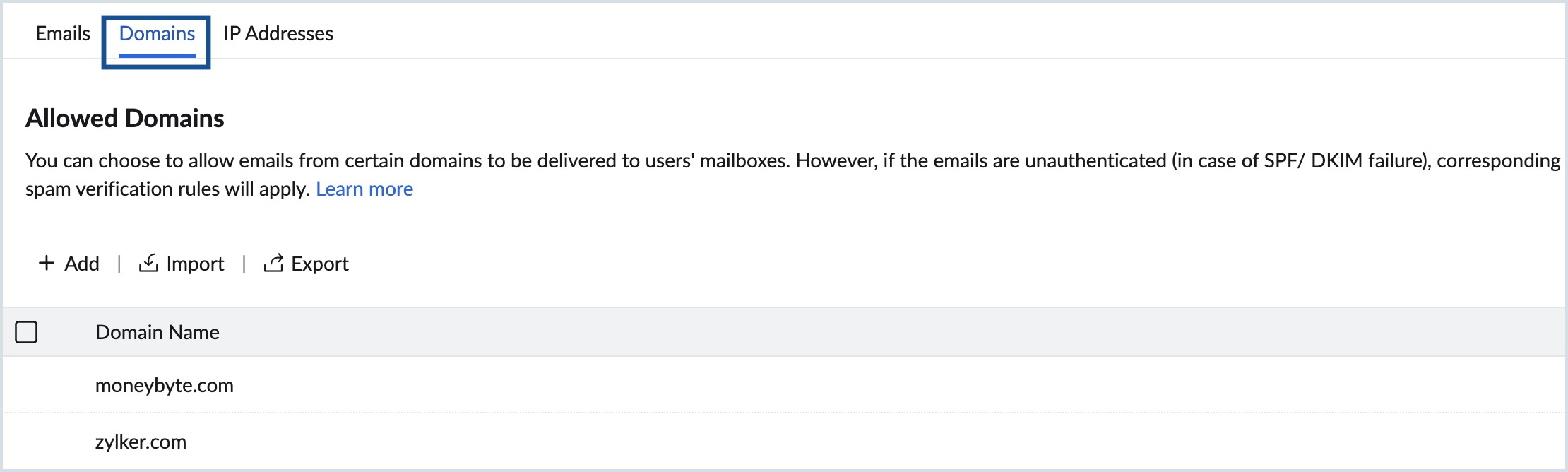 allowed lists domains allowed lists domains