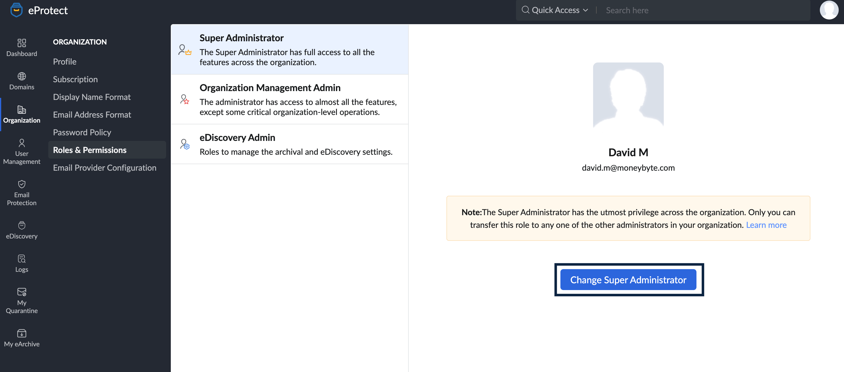 Change Super Administrator Change Super Admin