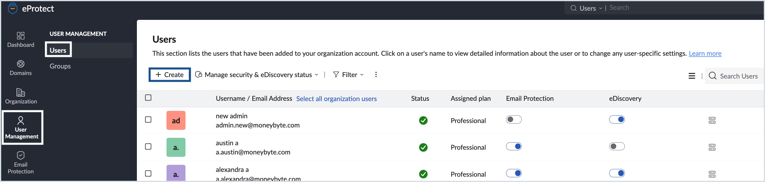 create users