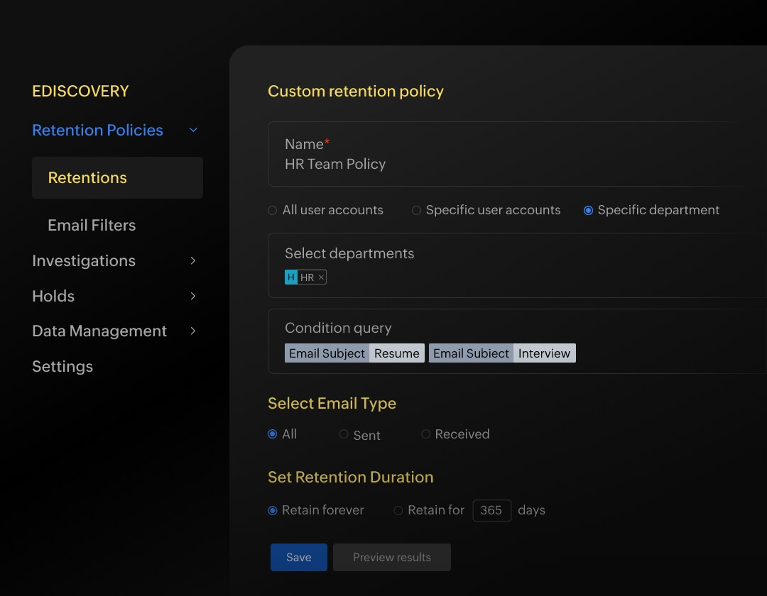 An email retention policy of your choice