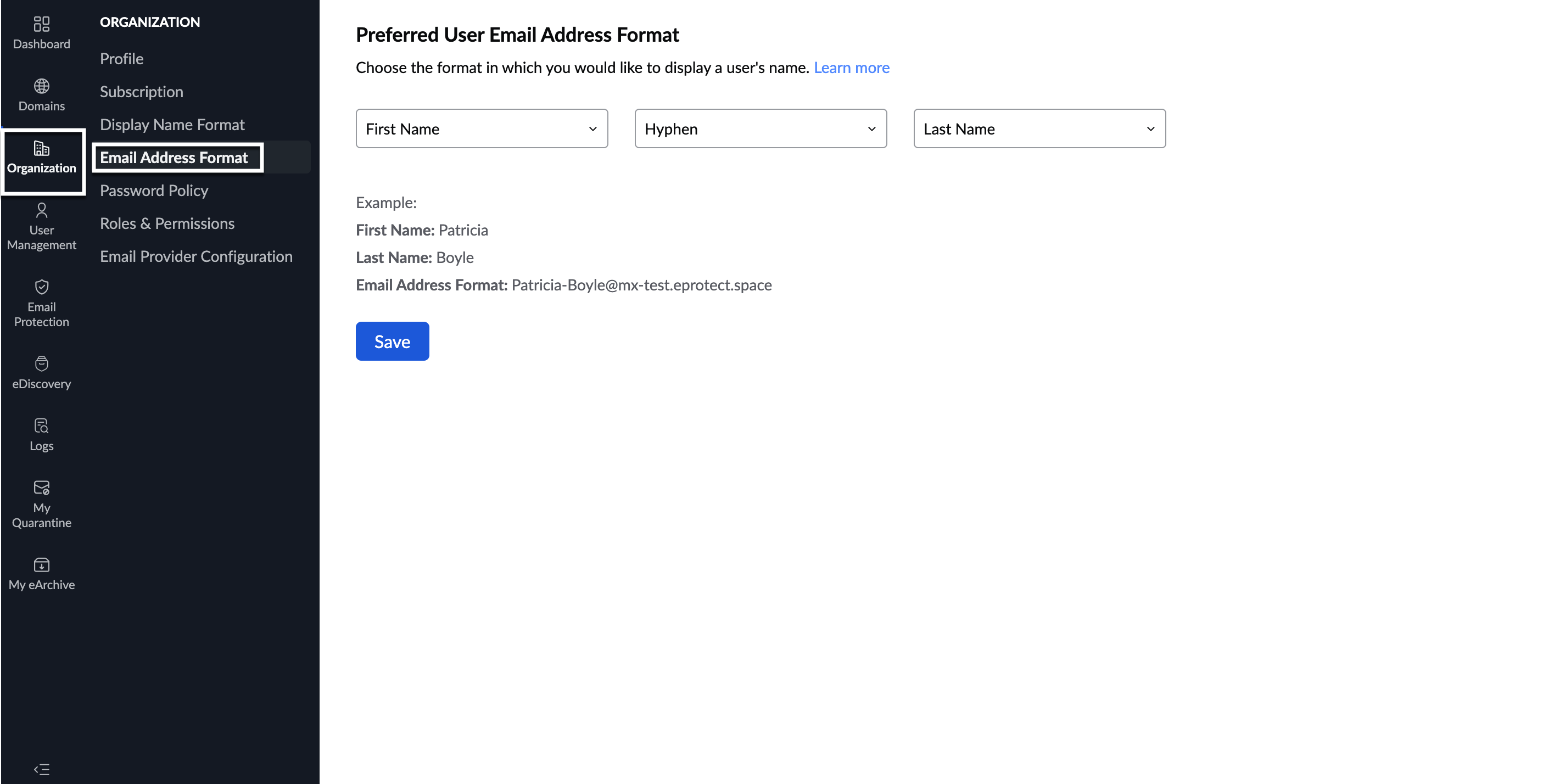 Set Email Address Format Set Email Address Format