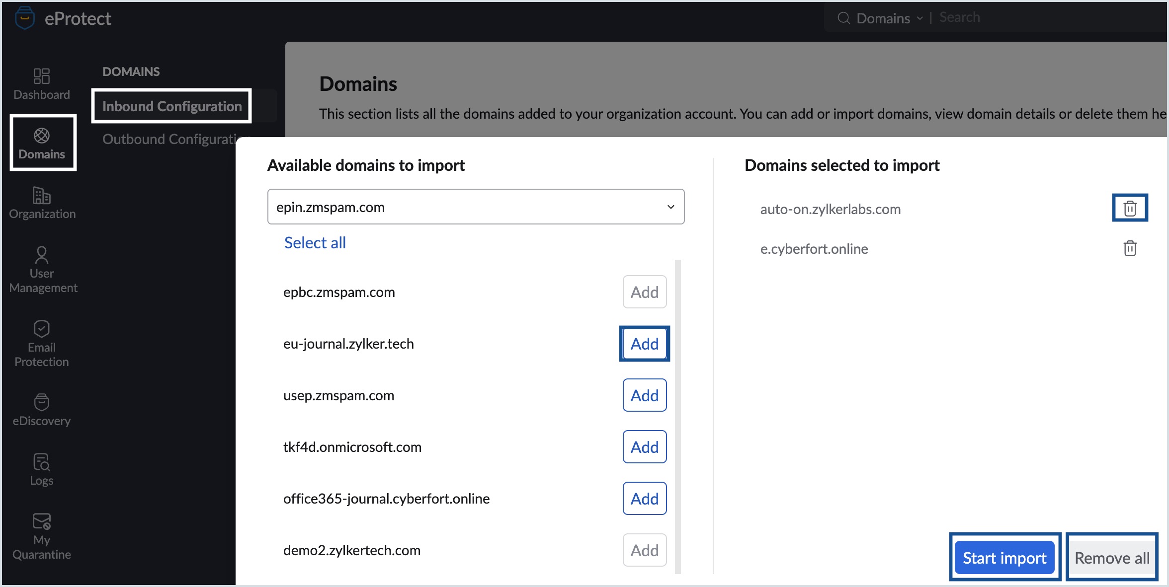 imports domains imports domains