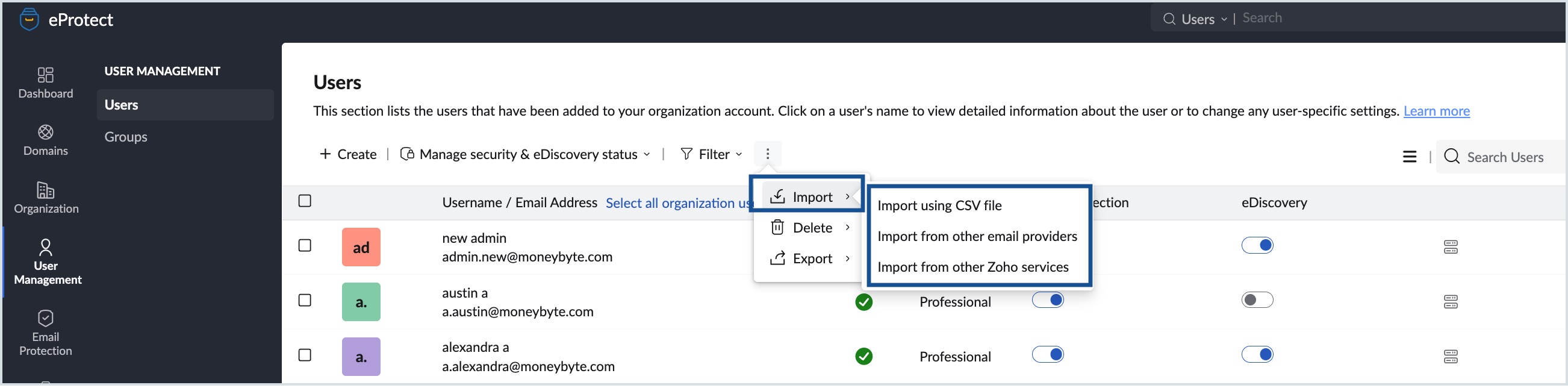 import users