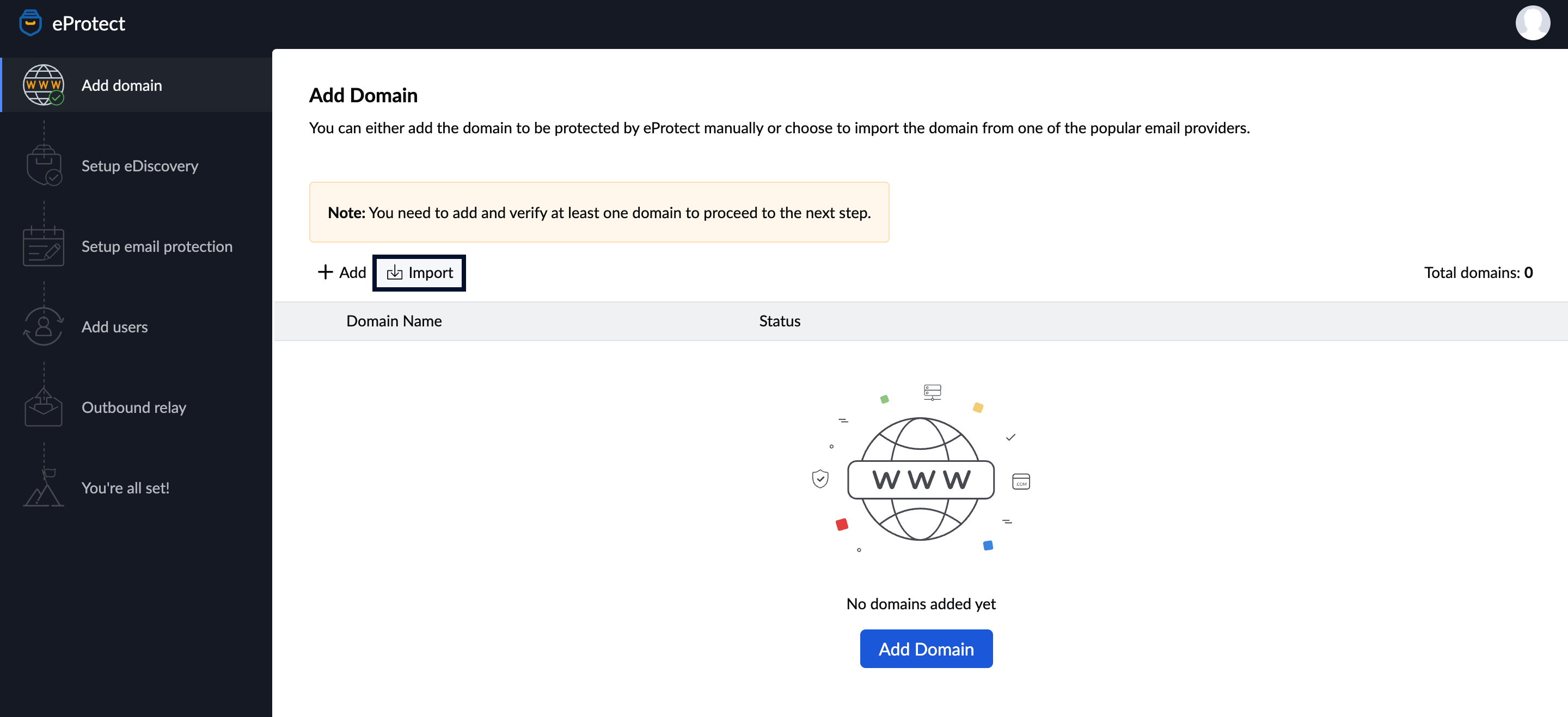 Import Domains