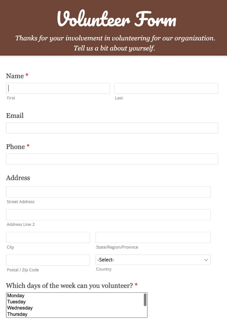 HTML form builder templates