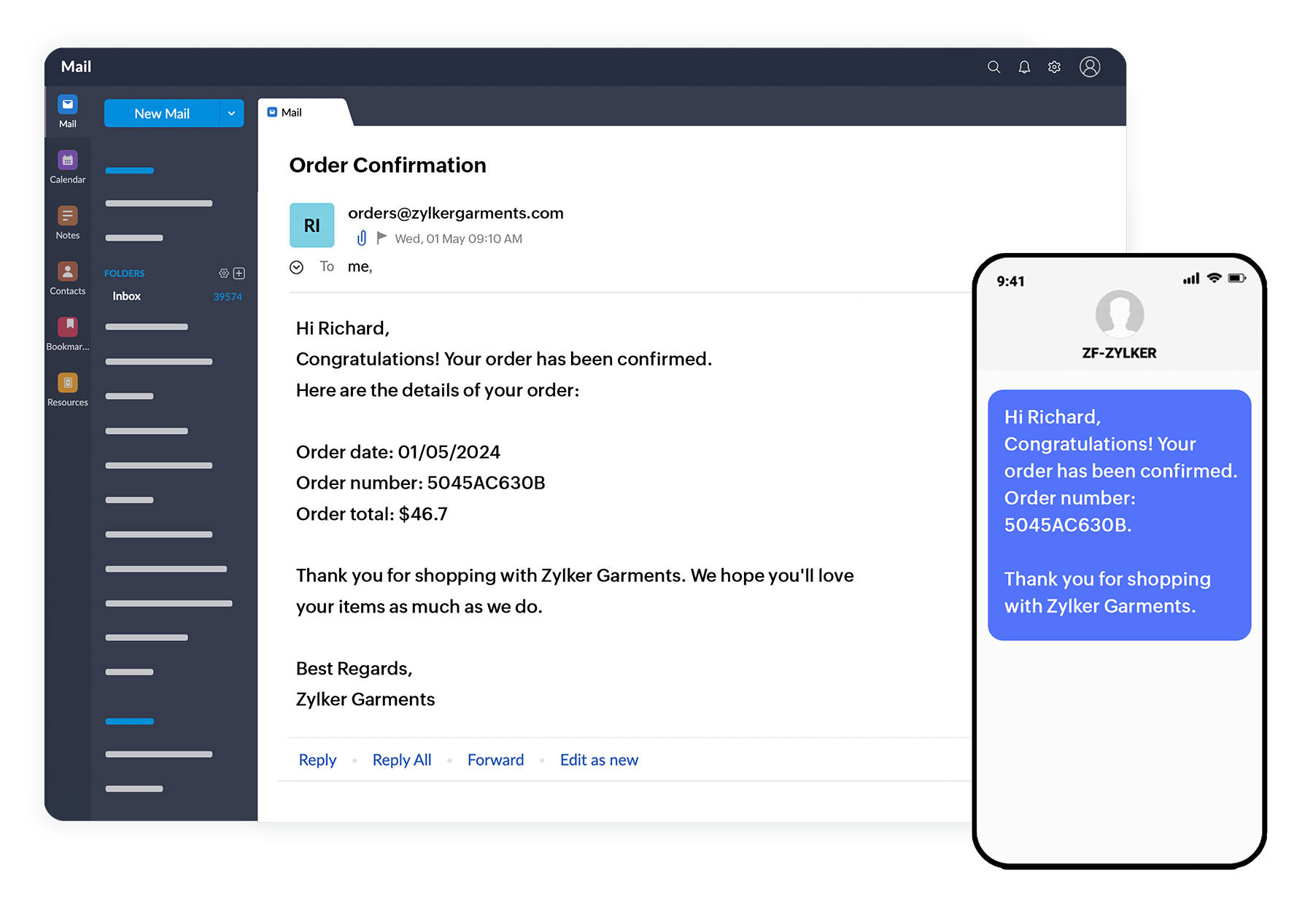 Email and SMS order confirmations