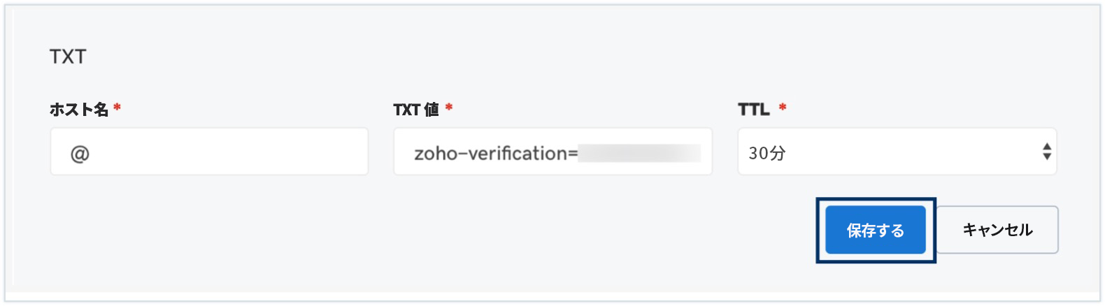 TXT値を貼り付け