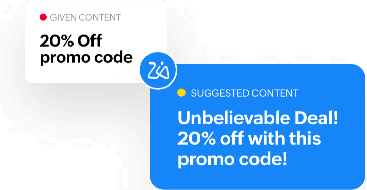 AI-powered Zia content assistant