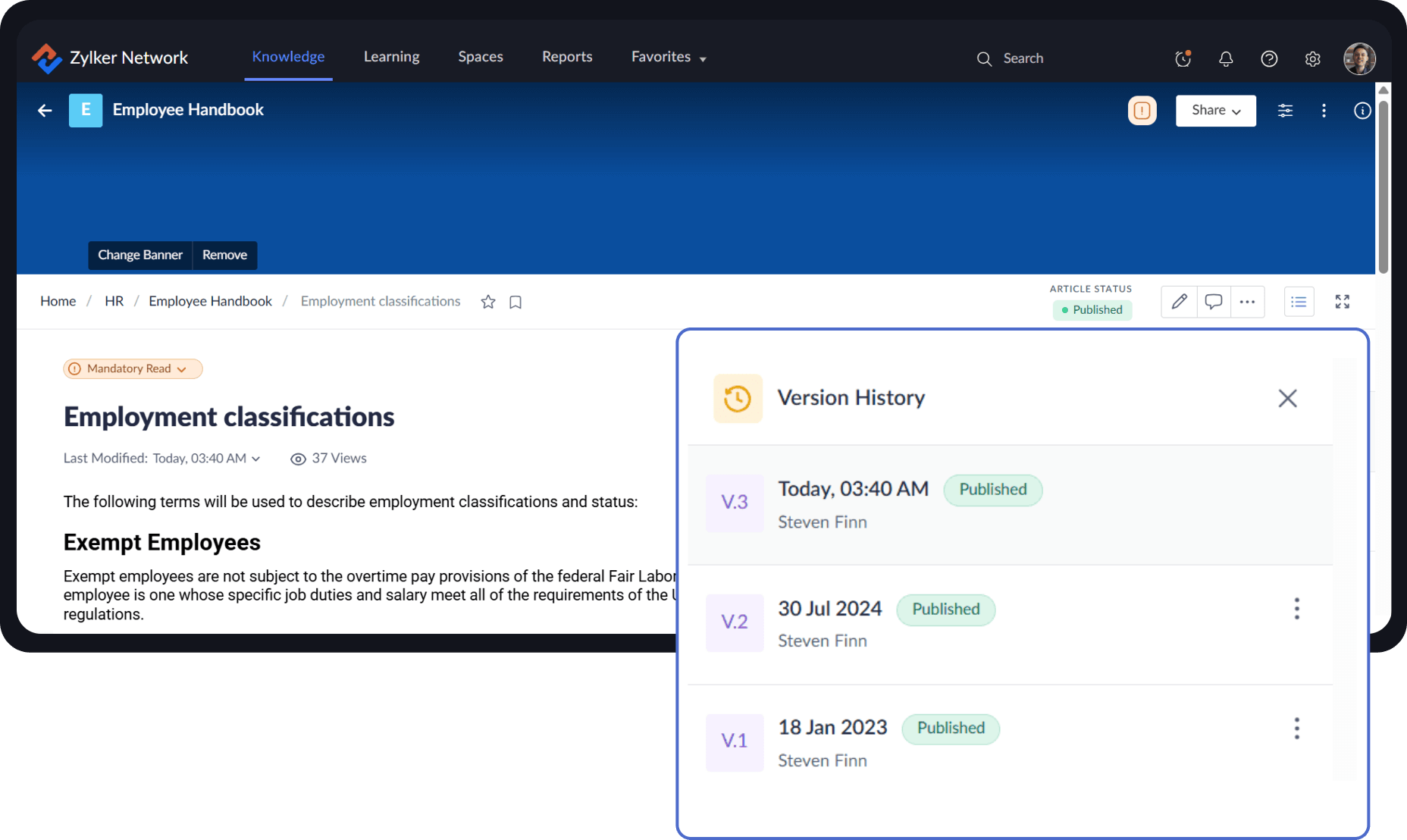 Track changes with version history