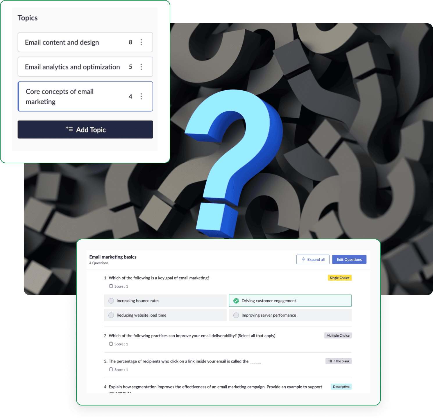 Question bank management interface in Zoho Learn