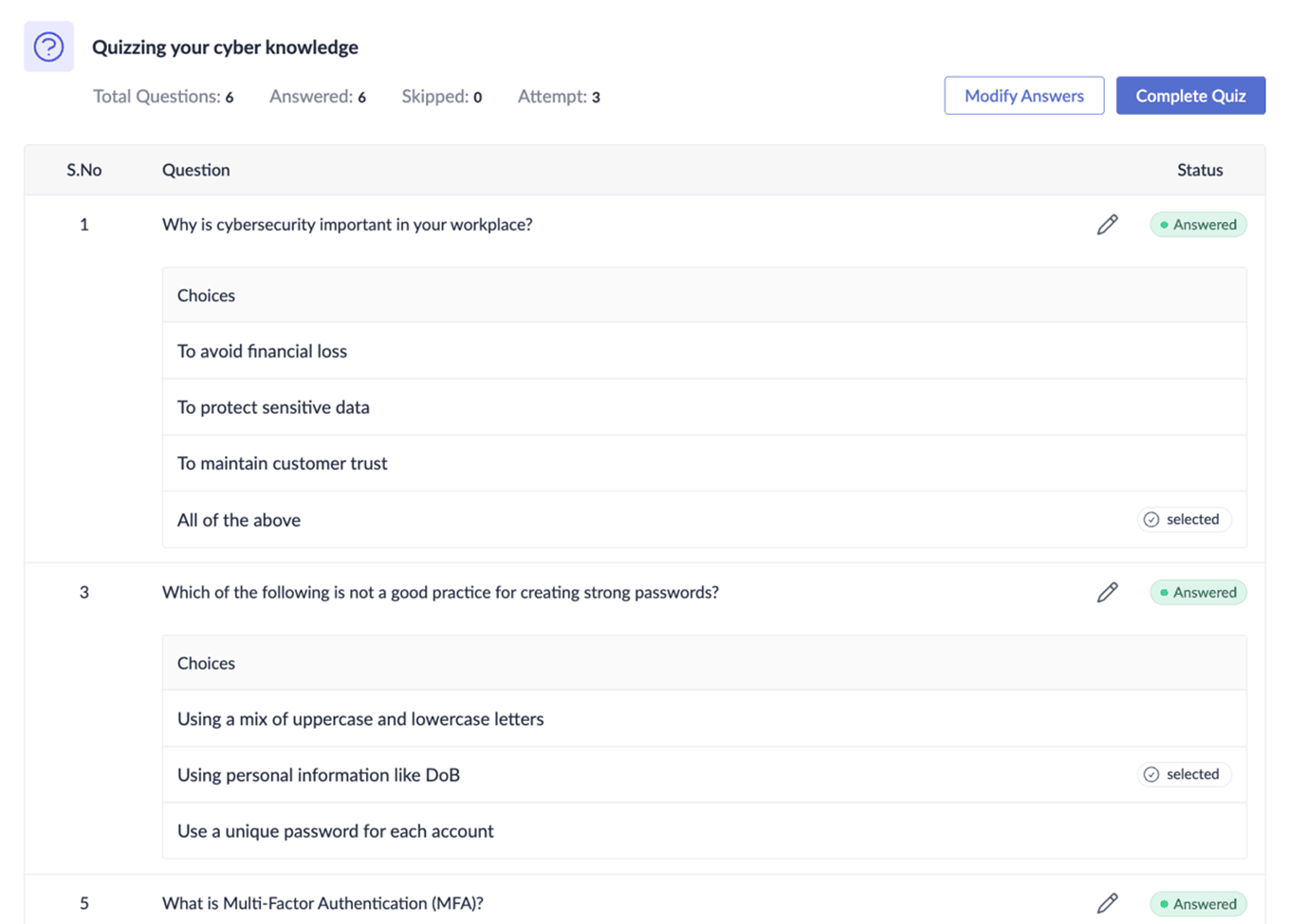 Answer review settings for assessments in Zoho Learn