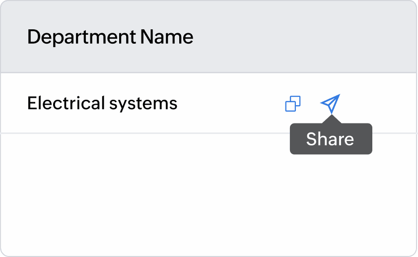 Department portal link with share action